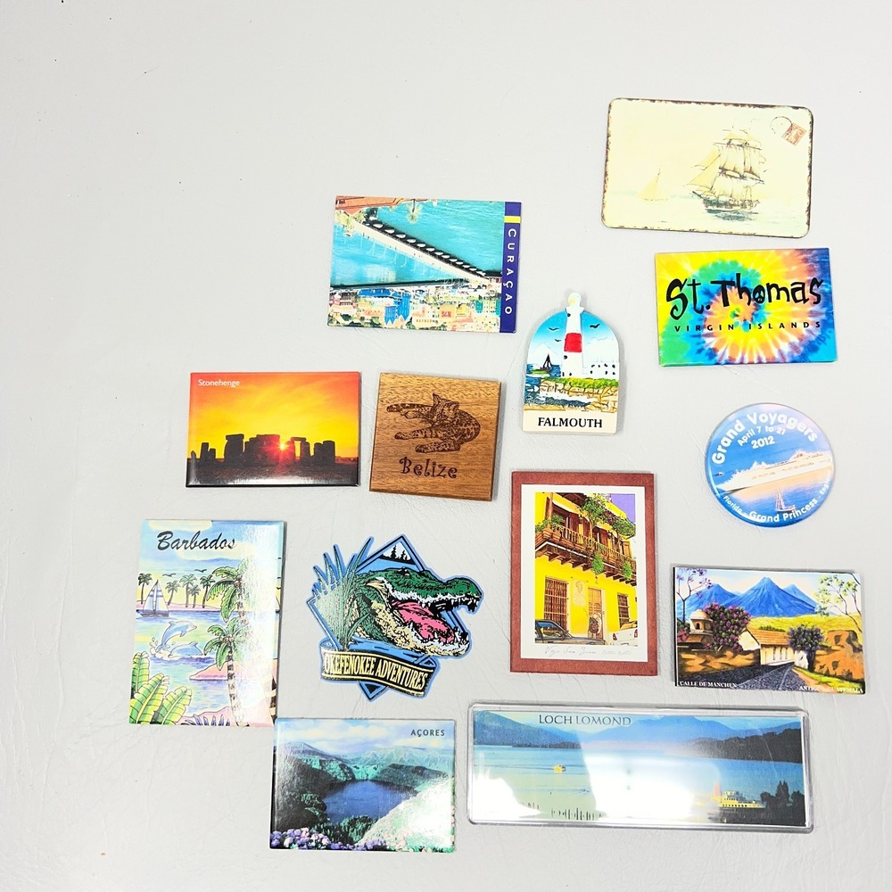 Mixed Travel Souvenir Magnets Lot of 12 Scenic City Beach Island Collector Set